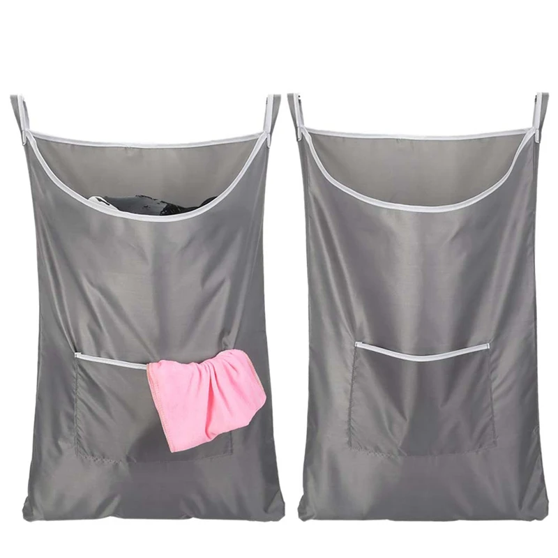 

2 Pack Laundry Hamper, Zip Laundry Hamper Door Hanging with Stainless Steel Hooks, Oxford Fabric Door Laundry Hamper Extra Large