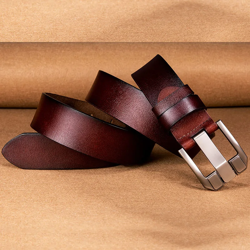 Мужские ремни из натуральной коровьей кожи Hi Tie коричневые кожаные винтажные