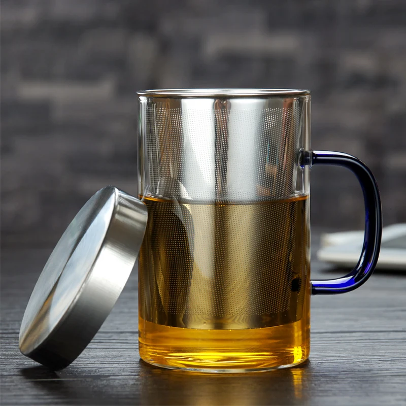 Set of 6 Glass Mugs with Handles, Clear Glass Teacups Infusion Mug