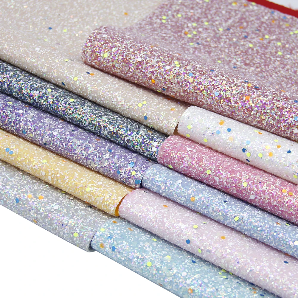

David accessories 50*140cm Sequins Glow In The Dark Chunky Glitter Synthetic Leather Fabric DIY Bow Bag Home Decoration,1Yc7714