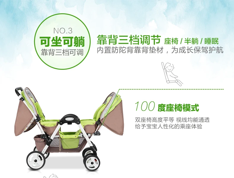 Детская коляска для близнецов, двойная, 4 бегуна, подвесная, складная, детская коляска