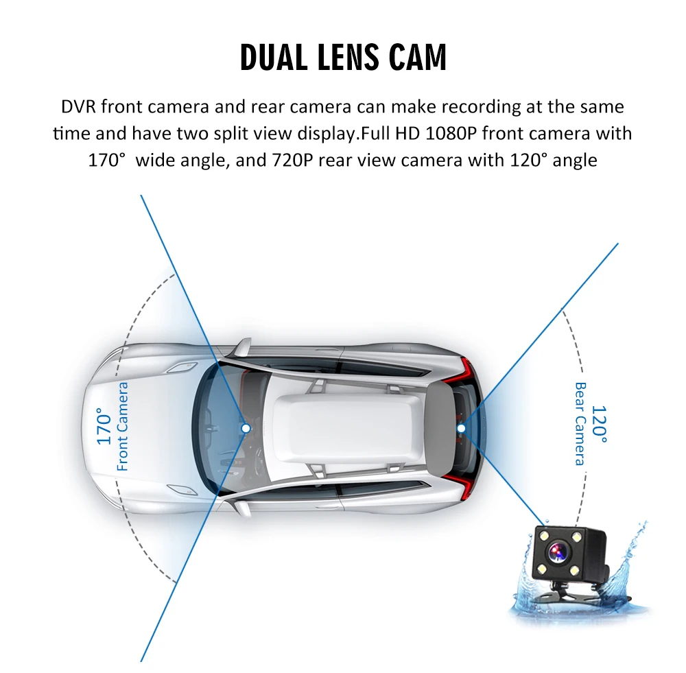 Автомобильный семейный Автомобильный видеорегистратор 4,5 дюймов Full HD сенсорный экран приборная камера двойной объектив камера заднего вида видео регистратор Авто регистратор приборная панель камера