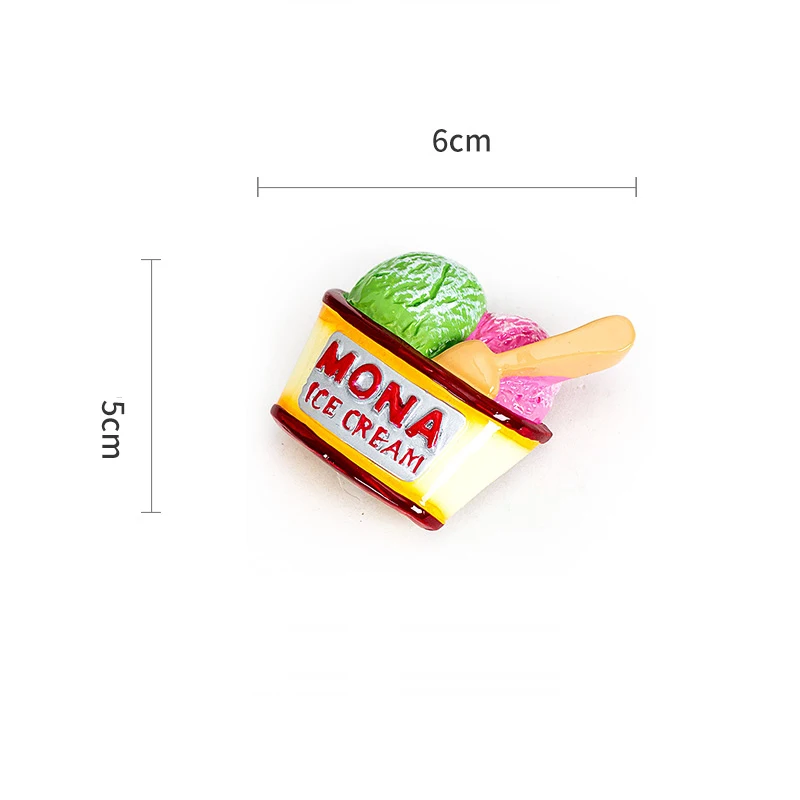 mona ice cream Мультфильм холодильник для пищи паста магнит украшение творческая личность 3D милый холодильник магнит Магнитная сила сообщение паста - Цвет: mona ice cream