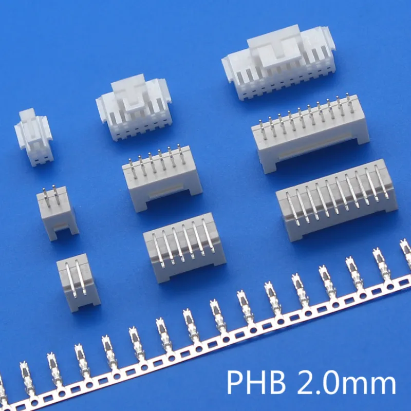 10Sets PHB 2.0MM 2/3/4/5/6/7/8/9/10pin PHB2.0 Connector Plug Male + Female + Crimps