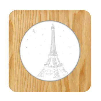 

Eiffel Tower Shape Acrylic Solid Wood Table Lamp LED Night Light Desktop Small Ornaments Bedroom Lamp