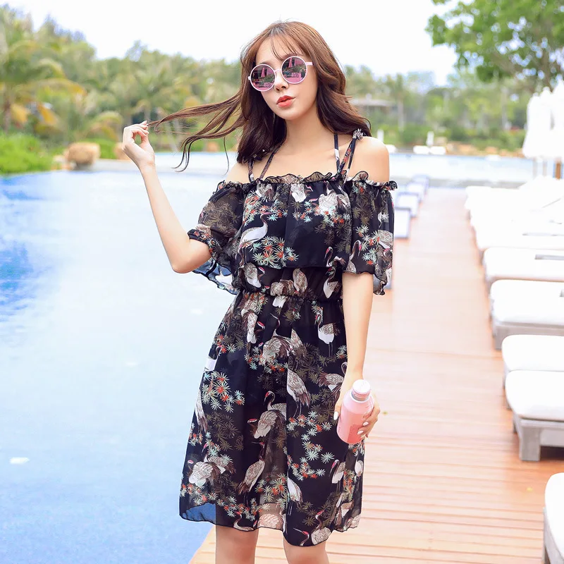 

JINGEER New Style Bathing Suit Fashion Sexy Underwire Bikini Boxer Skirt Three-piece Set Bathing Suit 18105