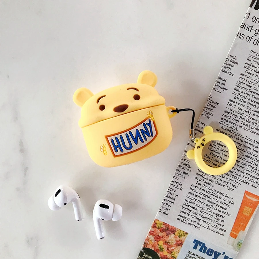 3D чехол для Airpod pro, милый мультяшный Медвежонок Винни-пух для Airpods 3, чехол, силиконовый розовый чехол для наушников с котом и ремешком
