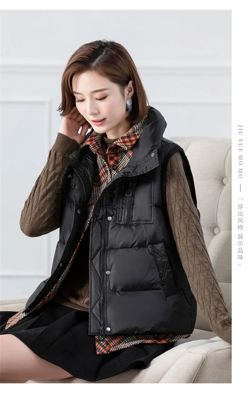 puffer coat with hood Celebrities Autumn Winter New Female Fashion Fake Two-Piece Stitching Plaid Thick Down Cotton Vest Loose Wild Jacket Women A867 long puffa coat