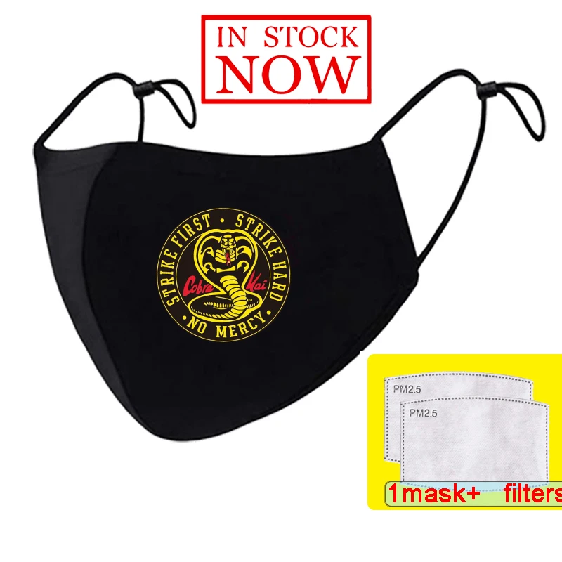 Replaceable Cobra Kai Logo Print Washable Earloop Face Breathing Mask Cycling Anti Dust Environmental Mouth Mask Respirator