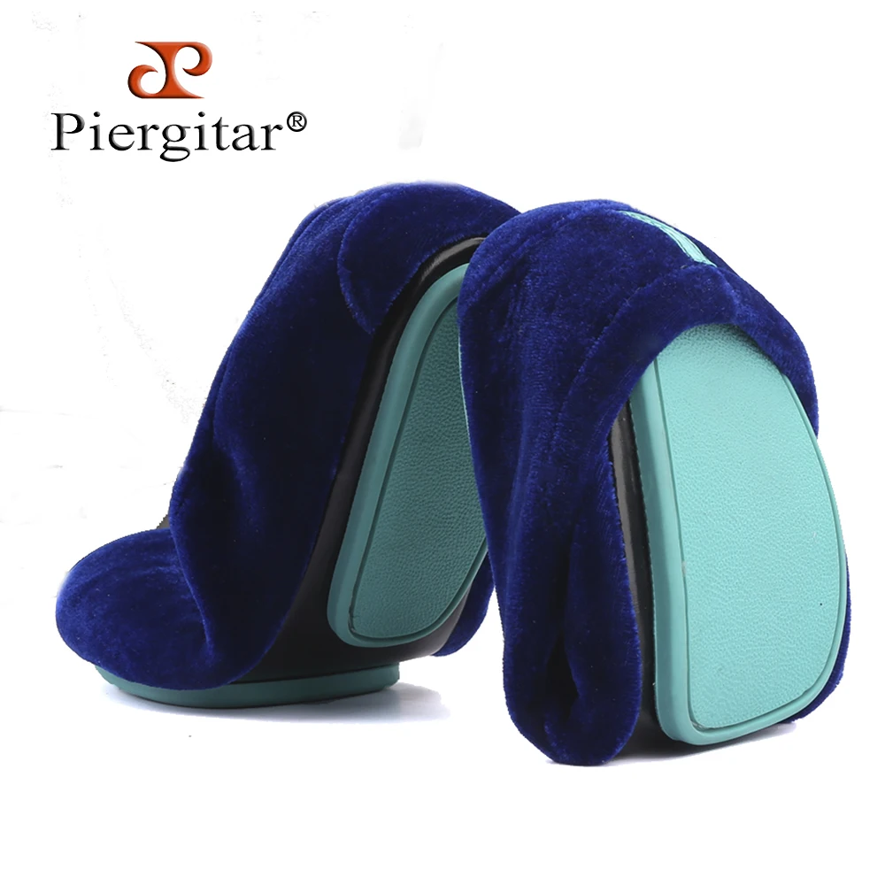 

Piergitar 2019 new style Three colors women's velvet flats cow leather outsole free to fold and carry plus size women loafers