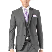Свадебный смокинг, облегающая одежда жениха, серый костюм из 3 предметов на заказ, мужской костюм