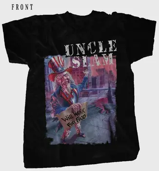 

UNCLE SLAM-Will Work for Food-Thrash Metal Bnad, BLACK T_shirt, SIZES:S to 6XL