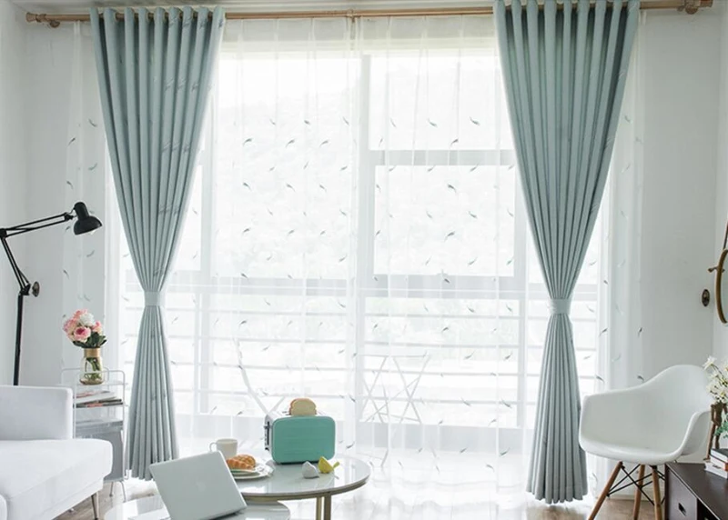 Синее Перо занавеска окно спальня затемненная занавеска для балкона на заказ прозрачная ткани драпировка гостиная кухня X596#30