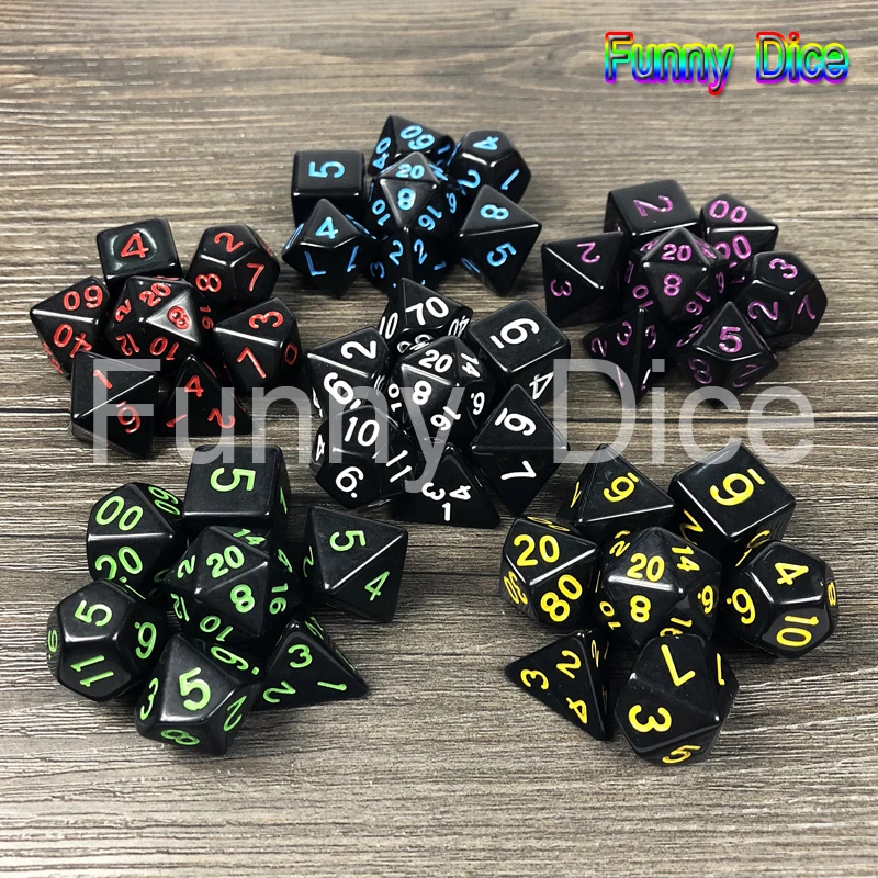 7pc/set Multi Sided Dice Without Opaque Effect D4 D6 D8 D10 D12 D20 Playing Games Set for Home Gambling Board Game|Кубики| |
