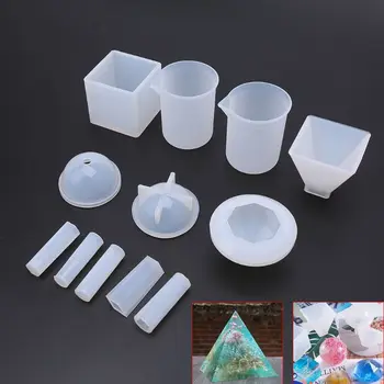 

UV Epoxy Mold DIY Pendant Jewelry Making Accessories Crystal Silicone Transparent Molds Resin Art Cube Sphere Mold Drop Measurin