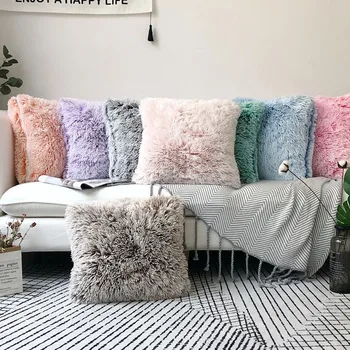 

2020 New Plush Pillow Covers Luxury Soft Decorative Faux Fur Throw Pillowcases for Home Office Car Decor