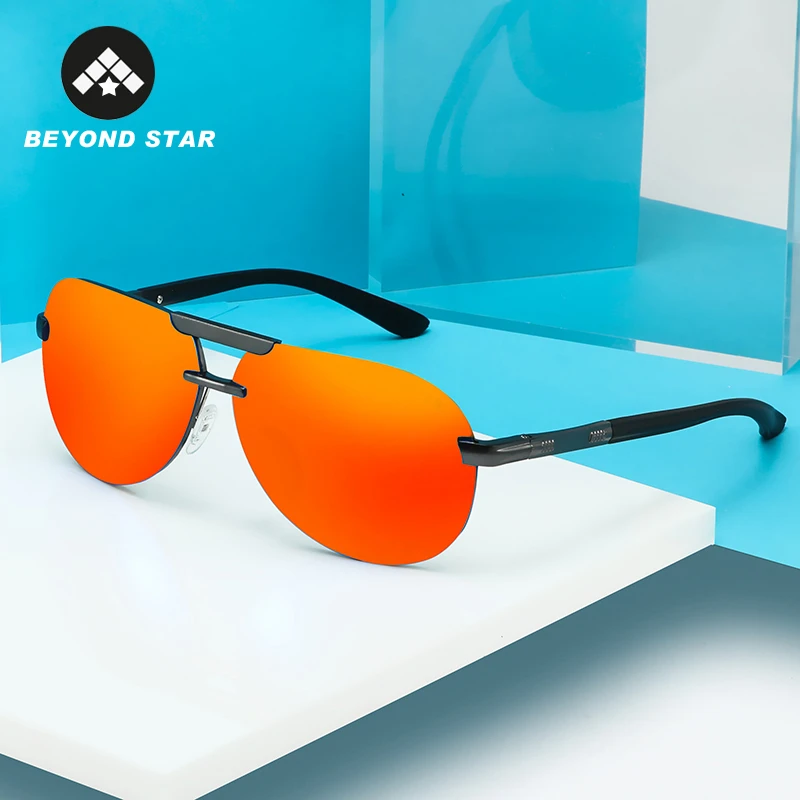 

2019 Rimless Aviation Polarized Sunglasses Men Orange Tac Anti-Reflective Coating Lens Mirror Sun Glasses for women UV400 G6500