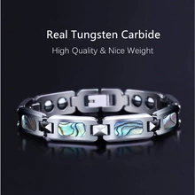 9 мм посеребренный браслет из карбида вольфрама с инкрустацией глубоководной раковины здоровья магнитный браслет