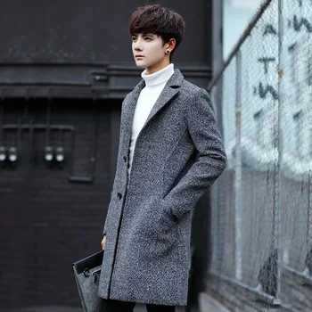 

Brand Clothing New Fashion Long Men Single Breasted Trench Coat Slim Fit Men's Windbreaker big yards Jacket Coats M-5XL