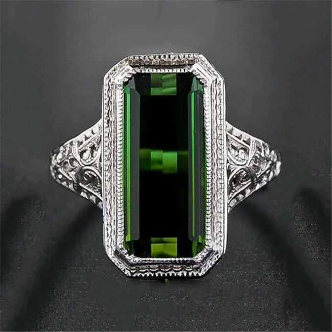 Бохо большое кольцо с зеленым камнем для женщин и мужчин ювелирные изделия серебряного цвета кубический циркон кольцо Роскошный бренд Bague Femme Anillos Mujer O5C193 - Цвет основного камня: Ring N543