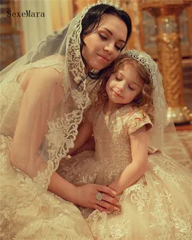 

Champagne Lace New Style Customized Baby Girl Dress Kids Clothes Toddler Infant Birthday Dress with Bow