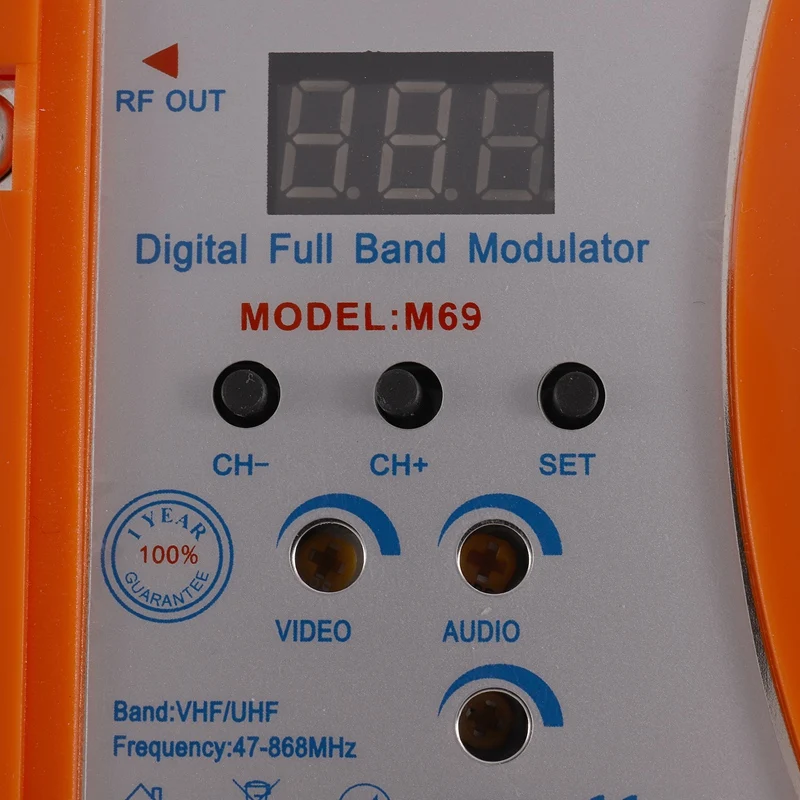M69 Professional Digital VHF UHF RF Modulator AV to RF AV to TV Converter Adapter(Orange US Plug)