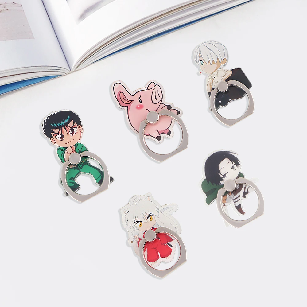 R1687 Anime Boy Cartoon Fashion Ring Metal Mobile Phone Accessories Rotating Ring Bracket Lazy Desktop Anti-fall Bracket Gifts