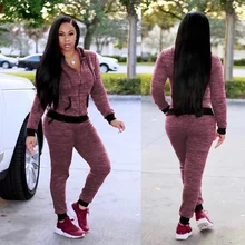 ZOGAA Autumn Women's 2 Pieces of Set Sport Suit Women's Hooded Zipper Sweatshirt + Joggers Sweatsuit Casual Slim Solid Tracksuit ZOGAA Autumn Women's 2 Pieces of Set Sport Suit Women's Hooded Zipper Sweatshirt + Joggers Sweatsuit Casual Slim Solid Tracksuit
