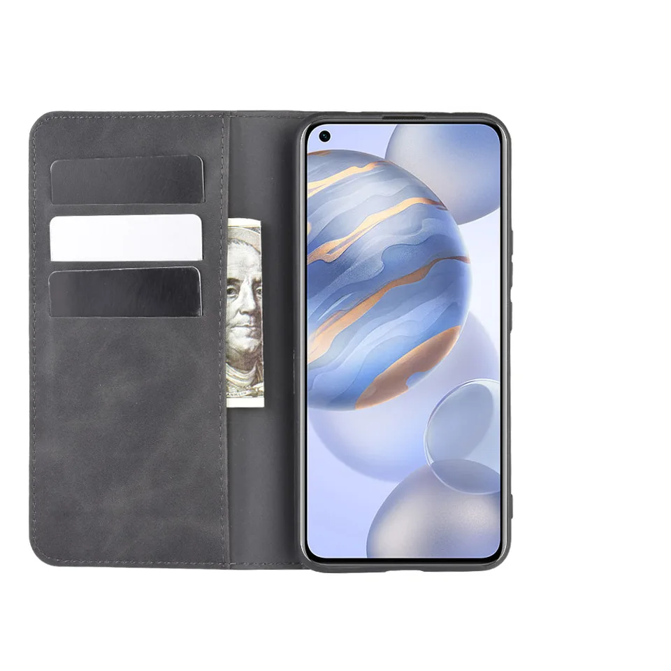 Honor 30 Auto Switch Leather Wallet Case Black