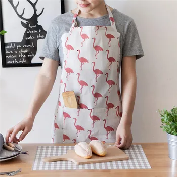 

New 1pcs Flamingo Pattern Apron Woman Adult Children Bibs Home Cooking Baking Cleaning Apron Kitchen Accessory
