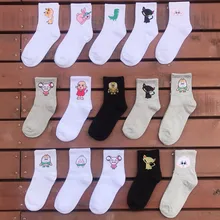 Модные милые носки женские в стиле Харадзюку Kawaii Носки для девочек с изображением динозавра, собаки, кота, кролика, животных забавные женские носки с едой