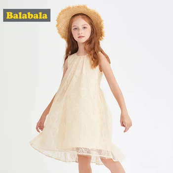 

Balabala Girl dress children 2020 summer new children clothing big children lace sleeveless princess dress