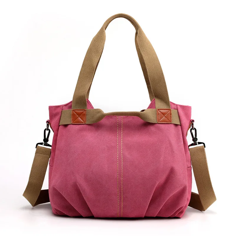 Зимняя стильная женская Холщовая Сумка Женская Ручная сумка через плечо для женщин Высокое качество Женская панельная сумка на плечо Bolsas - Цвет: Rose red