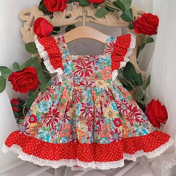 

Baby Girl Vintage Spanish England Turkey Lolita Ball Gown Princess Dress for Girls Casual Party floral dress