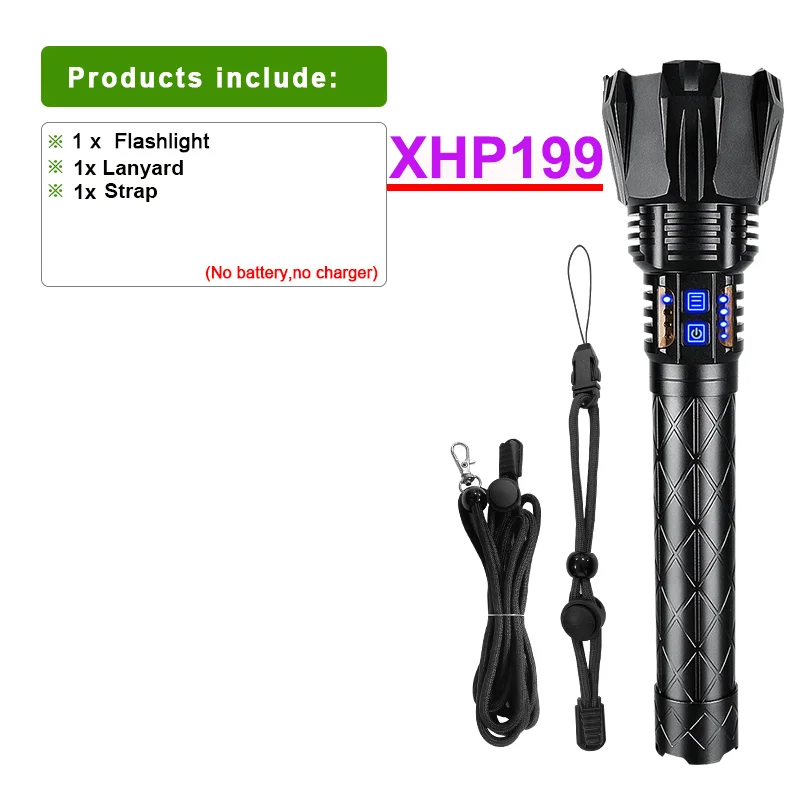 Most XHP199 Super Powerful Flashlight Usb Rechargeable LED Torch Light XHP160 High Power Led Tactical Flash light XHP100 Lantern penlight torch Flashlights