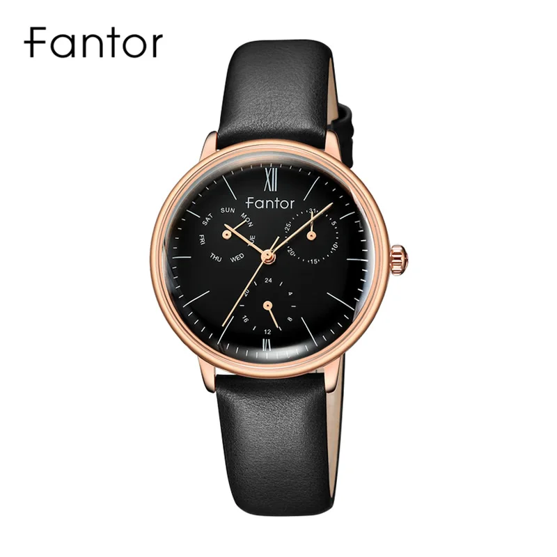 Ceny Fantor kobiety luksusowej marki zegarek Chronograph skórzane zegarki damska sukienka zegar moda elegancki zegarek dla kobiet Ladies