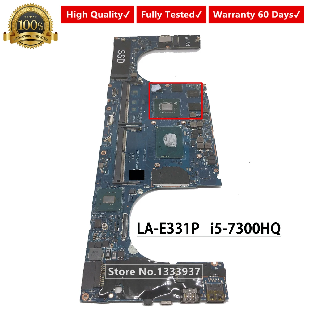 buy CAM00 01 LA E331P For DELL XPS 9560 laptop motherboard i5 7300HQ SR32S GTX 1050 Mainboard