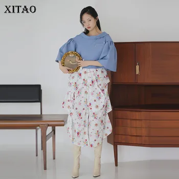 

XITAO Print Pattern Jacket Women Fashion New Women Irregular Split 2020 Summer Goddess Fan Minority Casual Coat Top ZP1139
