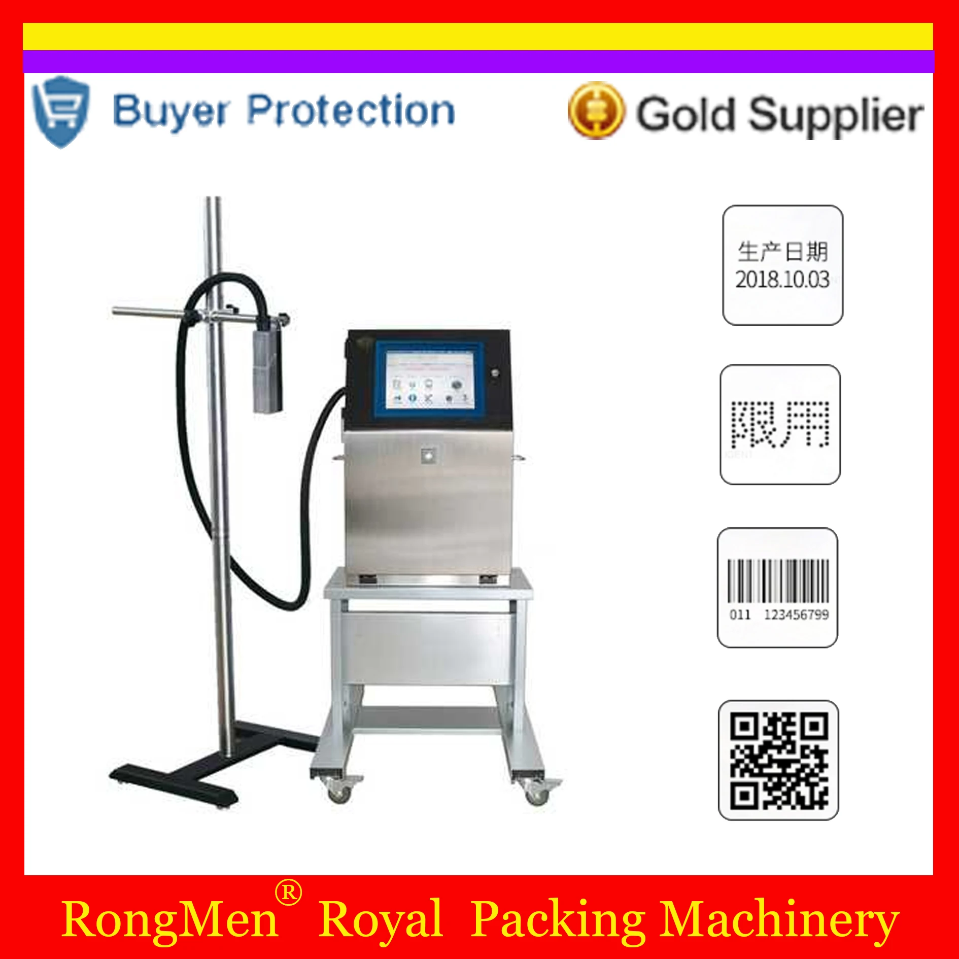 Continuous Inkjet Printer Ink Jet Printing Machine Code Date Batch