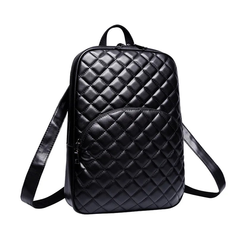

2019 new trend rhombus double shoulder bag PU leather small Xiang style fashion backpack