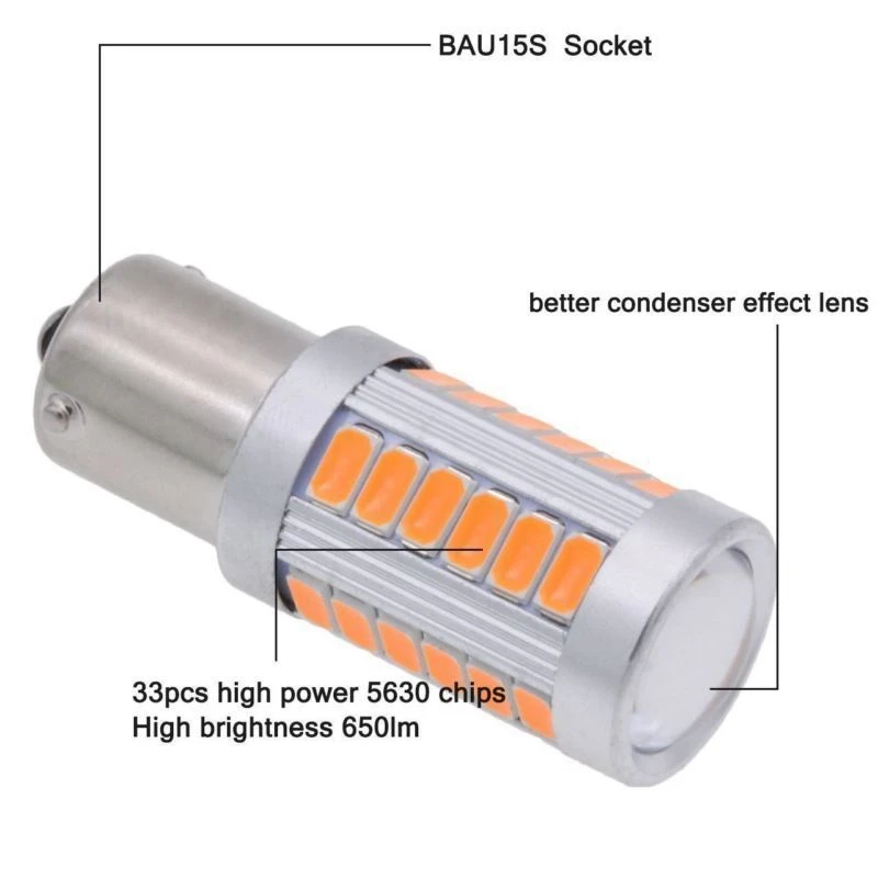 4 шт. Янтарный 1156PY BAU15S PY21W Led 33SMD Автомобильный задний поворотник тормозной сигнал заднего хода Y