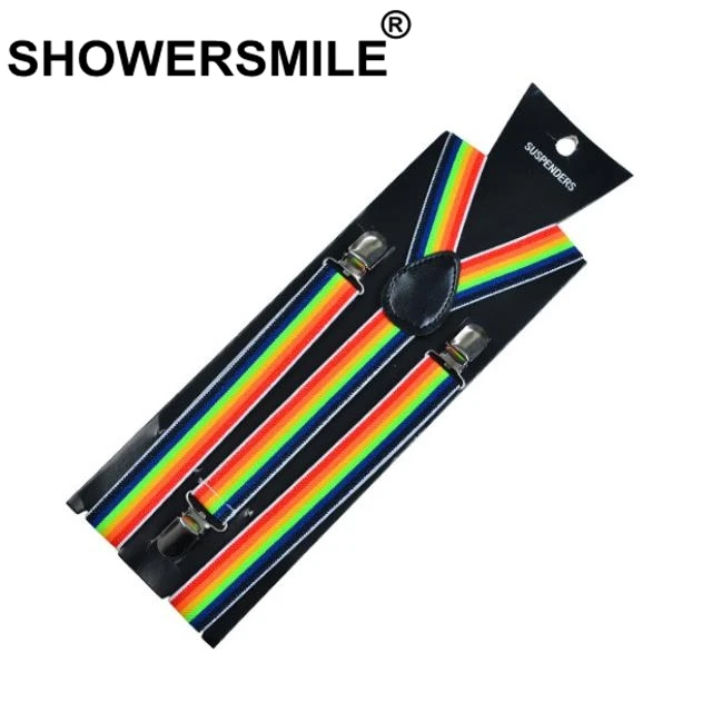 SHOWERSMILE подтяжки Радужная Женская Рубашка в полоску цвета радуги разноцветные