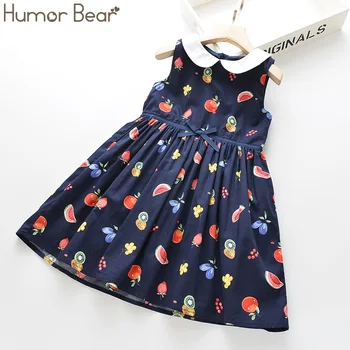 

Humor Bear Summer Girls Dress New Style Fruit Print Girls Doll Collar Sleeveless Dress Children's Clothes Baby Kids Clothing