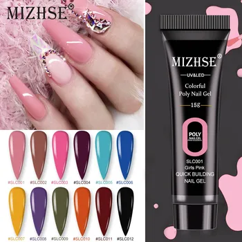 

MIZHSE 12 Color Poly Nail Gel Nail Extension Glitter Acrylic Gel Nail Gel UV Building Jelly Gel Polish Enhancement For Manicure