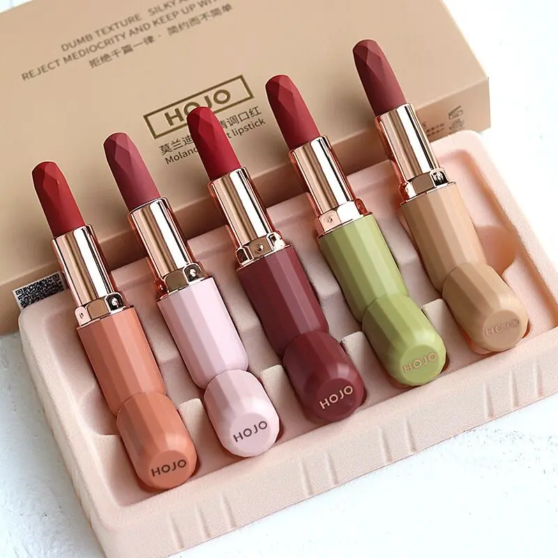

HOJO 5Pcs/Set Red Velvet Lipstick Matte Silky Touch Moisturize Long Lasting Waterproof Nude Makeup Professional Cosmetics