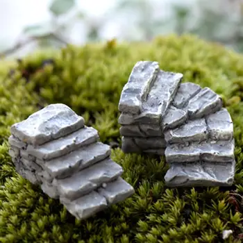 

2Pcs/set Mini Resin Garden Miniature Stone Steps Road Staircase Landscape Ornament hot