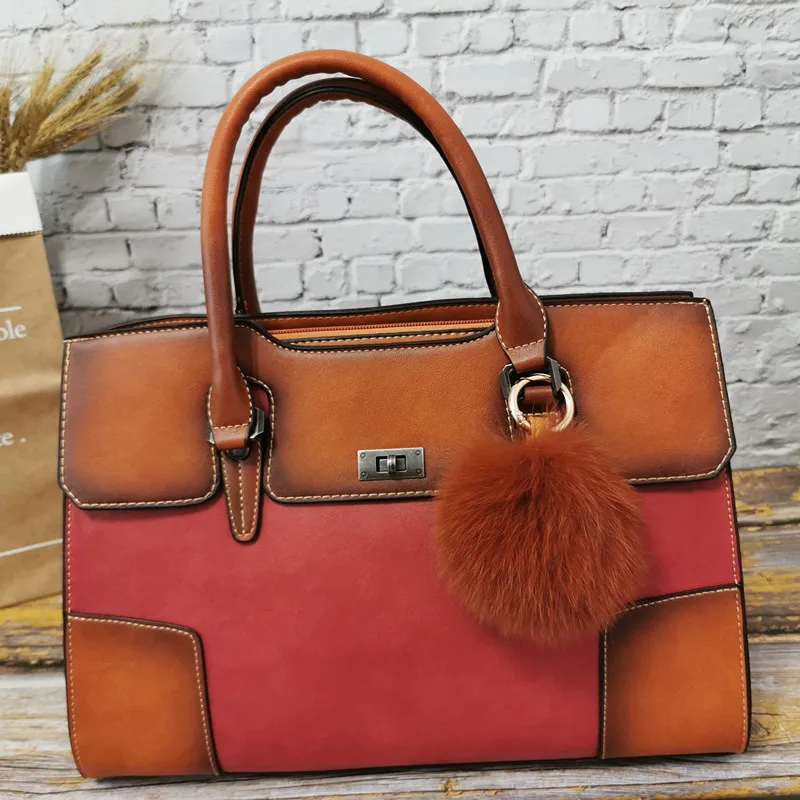 Известный дизайнер для женщин винтажные сумки матовые брендовые сумки из натуральной кожи женская Вместительная женская сумка на плечо кошельки - Цвет: Red with Ball