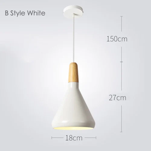 B style white Современный светодиодный подвесной светильник E27, алюминиевый деревянный подвесной светильник, скандинавский простой, для столовой, кухни, ресторана, спальни, отеля, абажур - Цвет корпуса: B style white