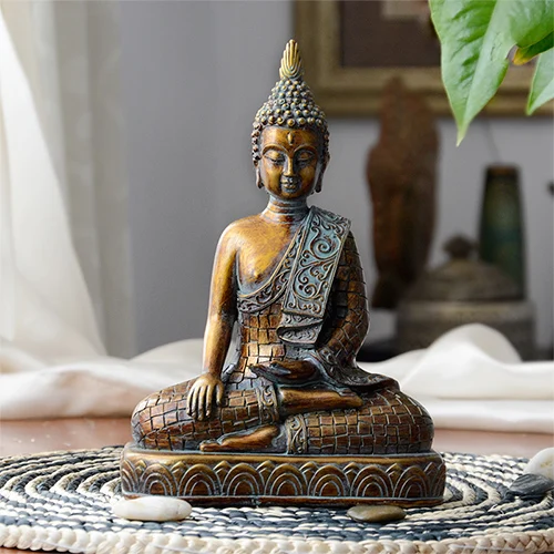 Wooden Buddha Statue For Home And Office Decor – Sundari Silks
