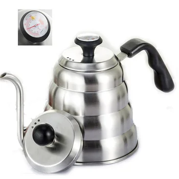 

1.2L Tea Coffee Kettle Stainless Steel Pouring Kettle Coffee & Tea Maker with Thermometer Gooseneck Thin Spout for Home Office
